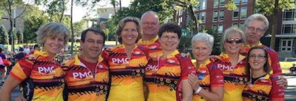Pedaling for Dana-Farber Cancer Institute in her husband's honor